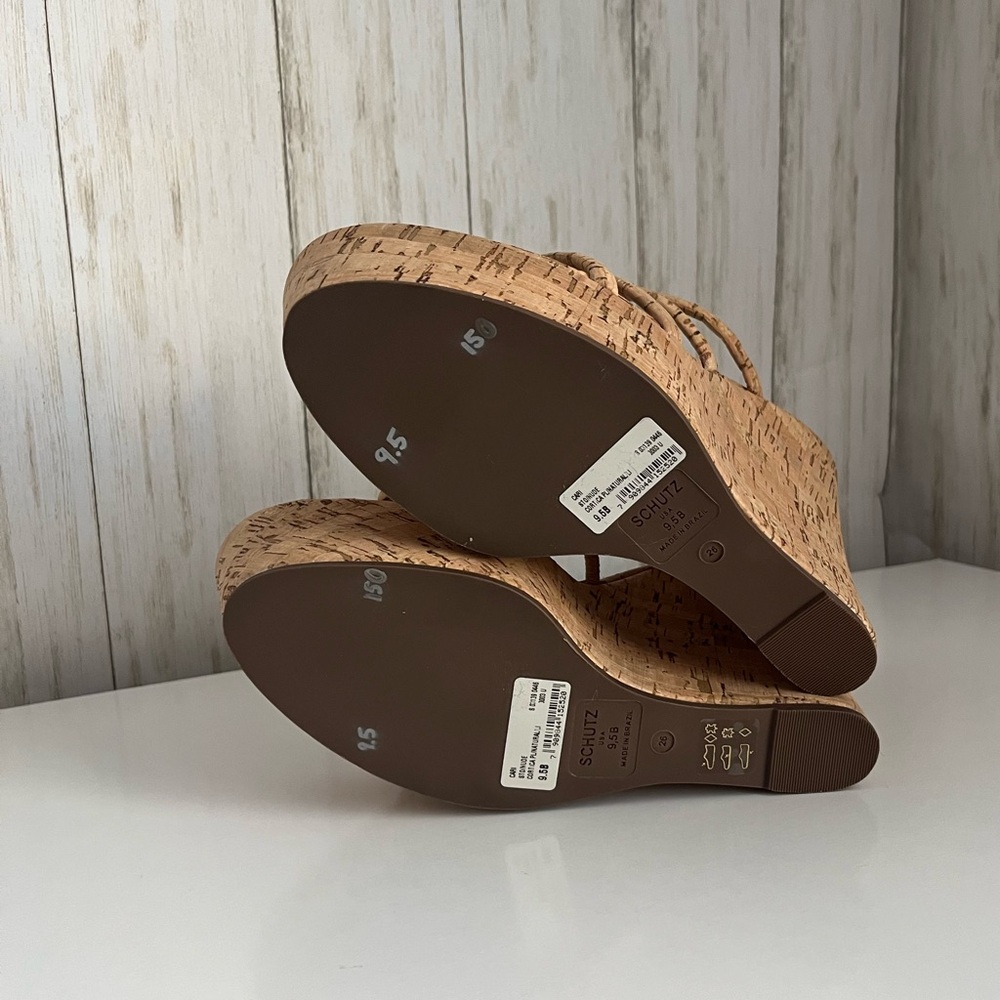 SCHUTZ Cari Slip On Tan Platform Wedge Sandals - Picture 11 of 11